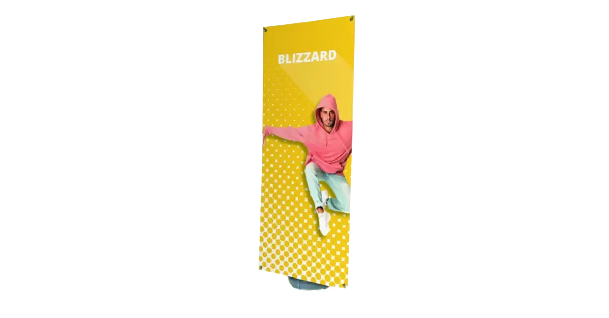 Blizzard outdoor banner stand with full-colour printed graphic